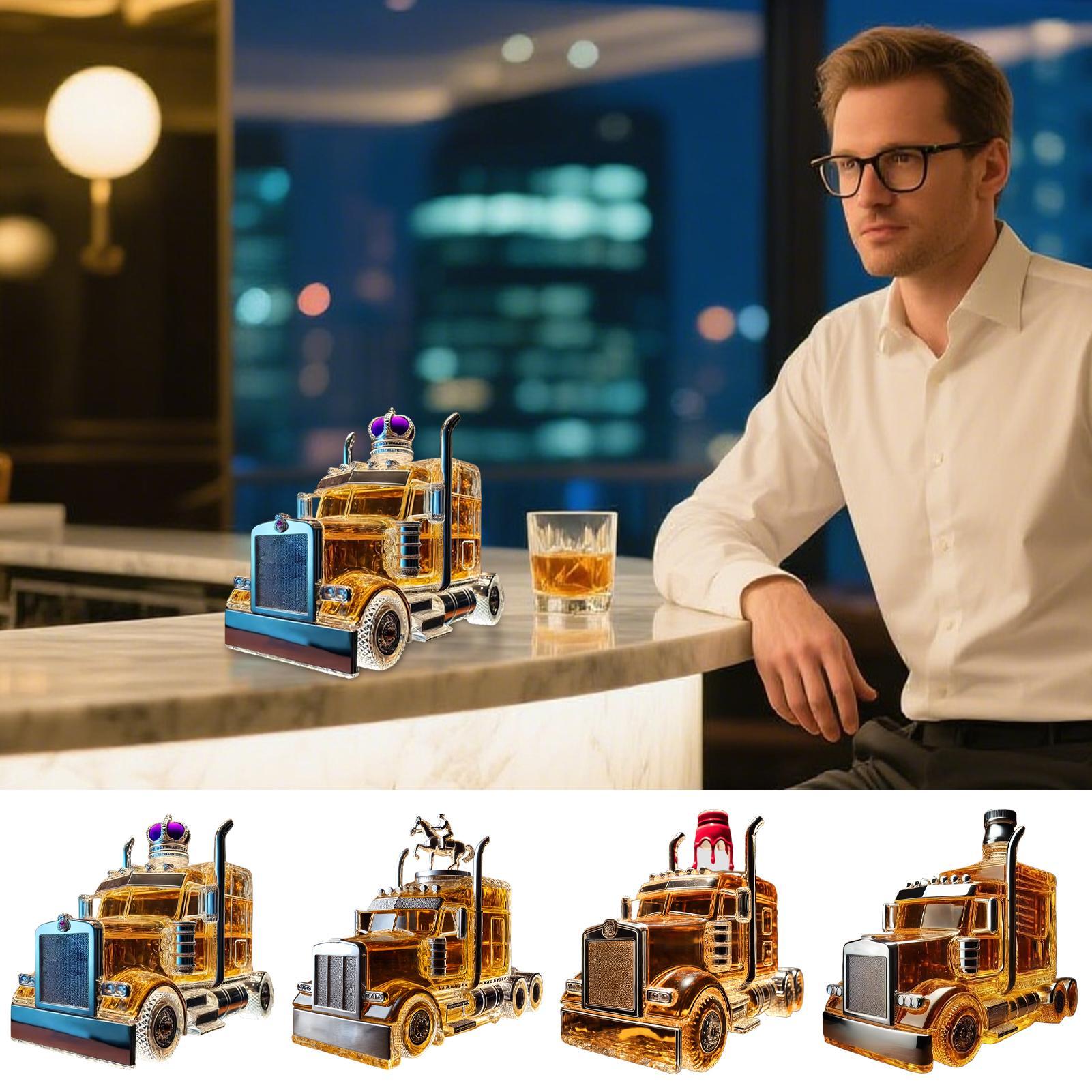 Wine Beer Truck - ワインデカンターハーフトラックバーボンディスペンサー 375 ミリリットルヴィンテージ酒容器ホステスブランチビール用の興味深いストッパー付き