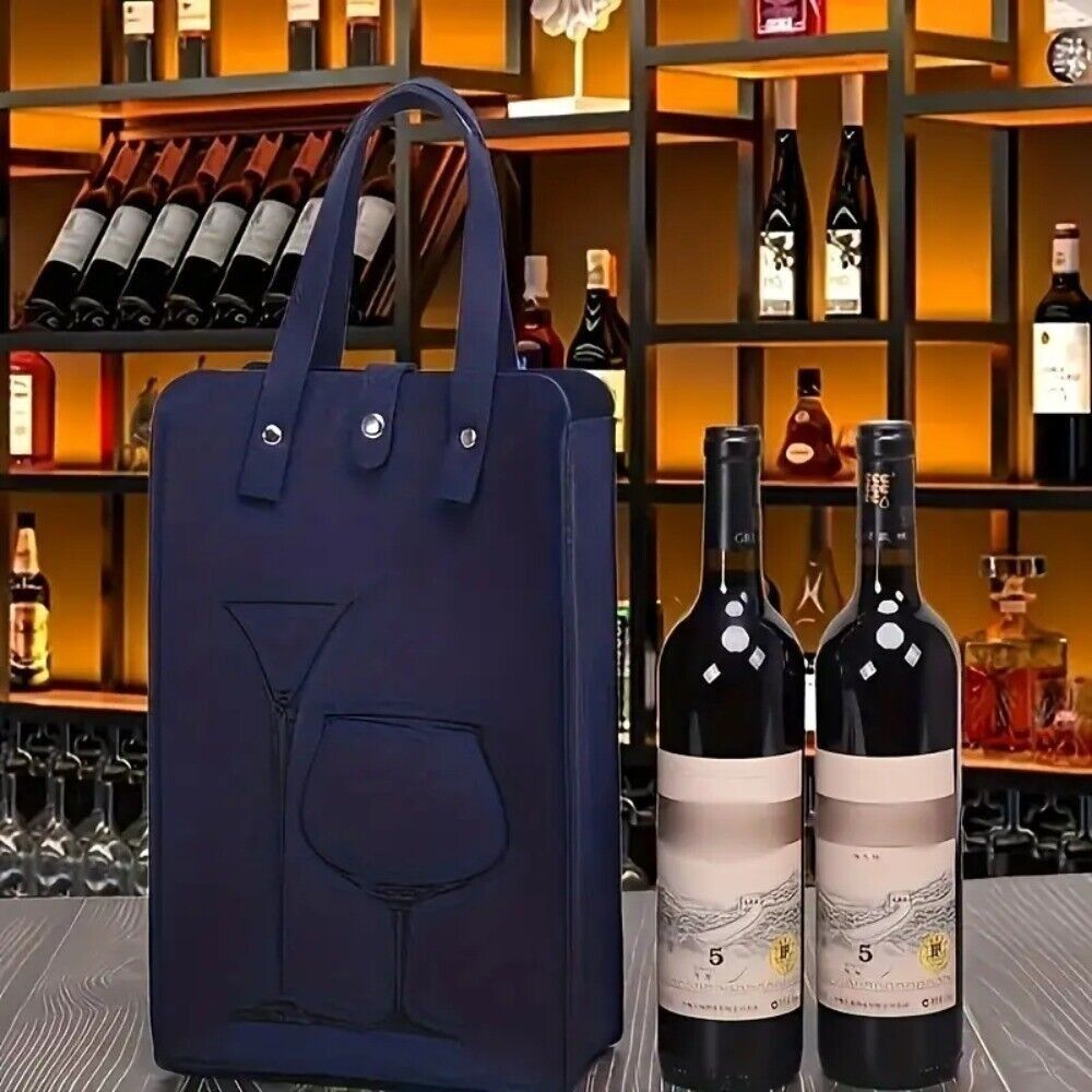Wine & Beer Emporium - 高品質フェルト製赤ワインバッグ、ダブルハンドル付きワインギフト収納バッグ、ギフトドリンクバッグ