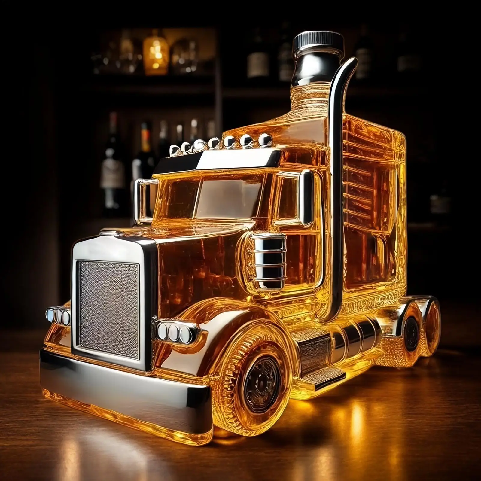 車のガラス製ワインボトル型ハーフトラック型ウイスキーデカンタ - Wine Beer Truck のレビューと価格