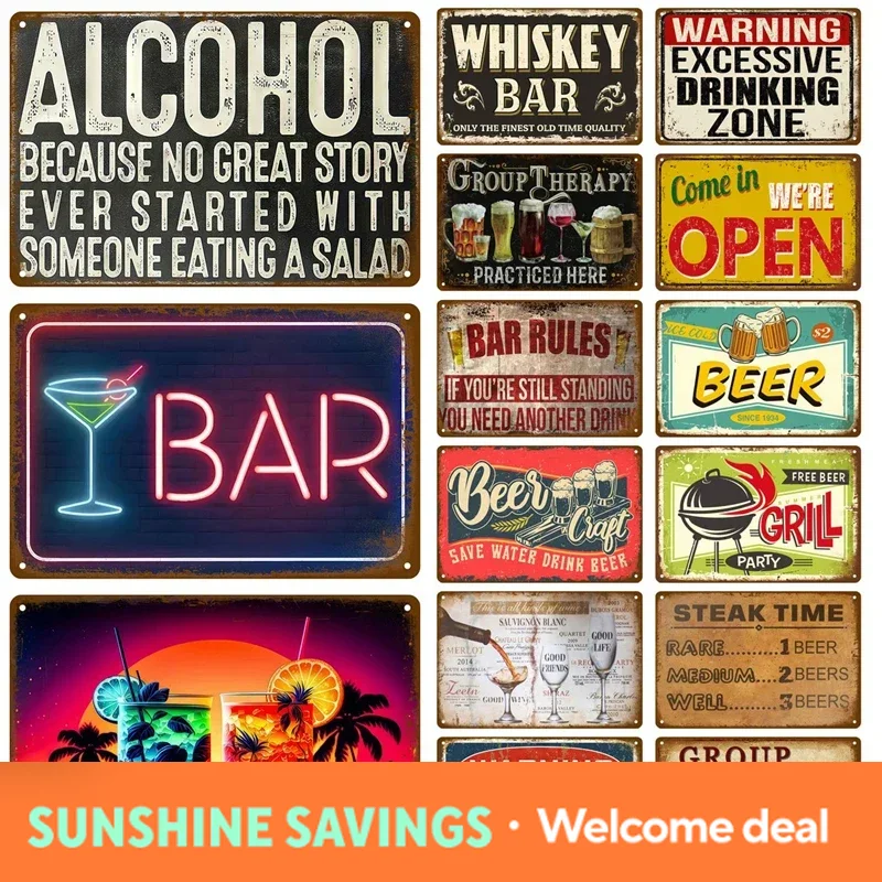メタルサイン ウイスキー ワイン アルコールブランド ブリキ - Wine To Beer Alcohol のレビューと価格