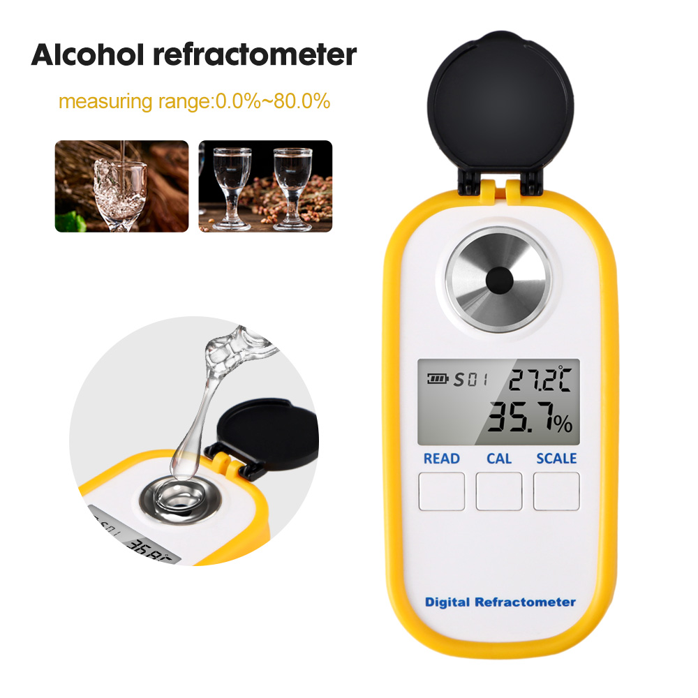 デジタルアルコール屈折計 0-80% 高精度 LCD ディス - Wine To Beer Alcohol のレビューと価格