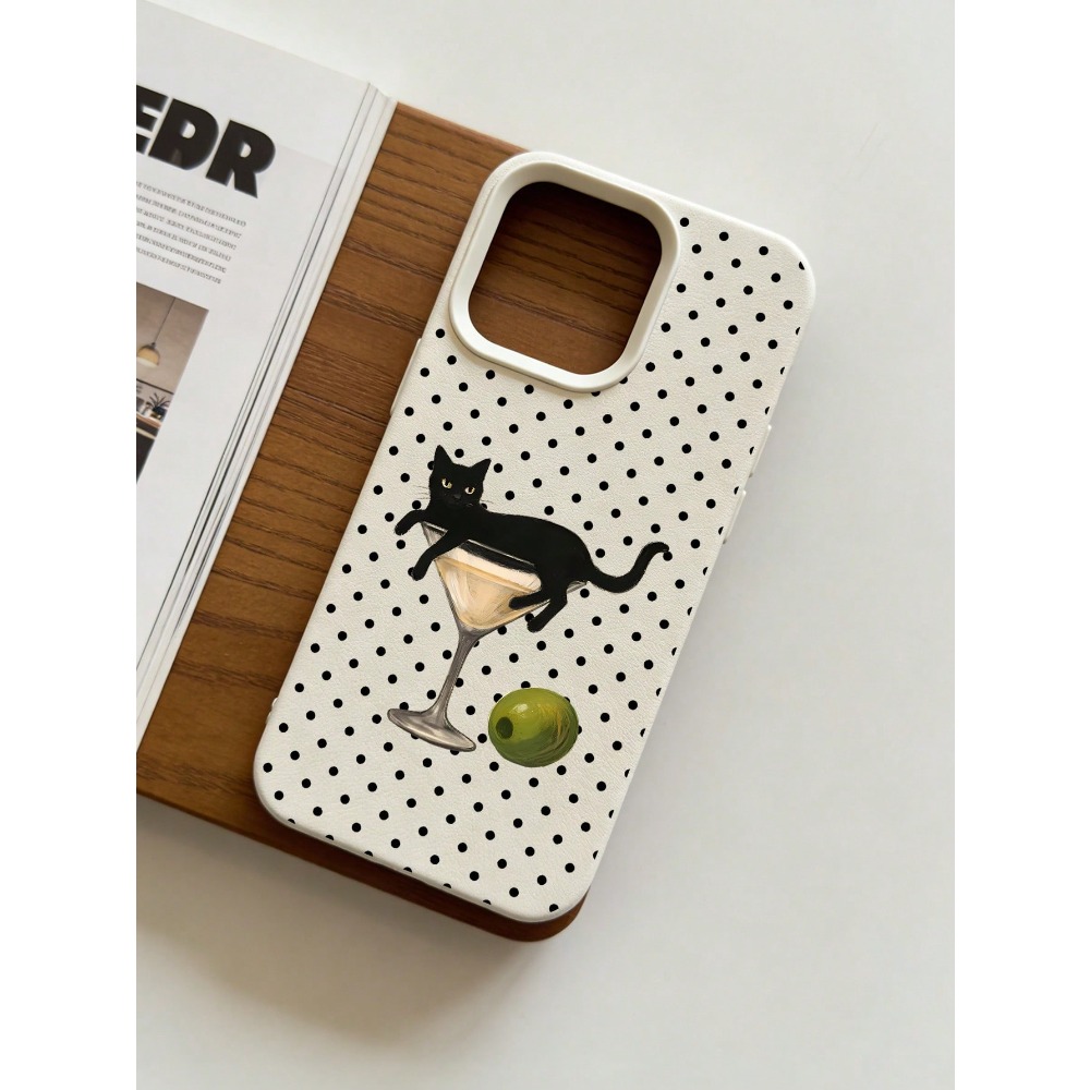 ワイングラスに入った芸術的な猫のイラスト入りスマホケース、i - Wine & Beer Emporium のレビューと価格