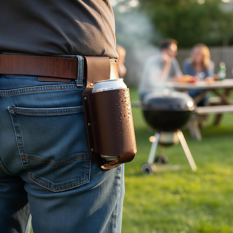 1個入りプレミアムレザービールボトル・缶用ウエストホルダー、 - Wine In Beer Glass のレビューと価格