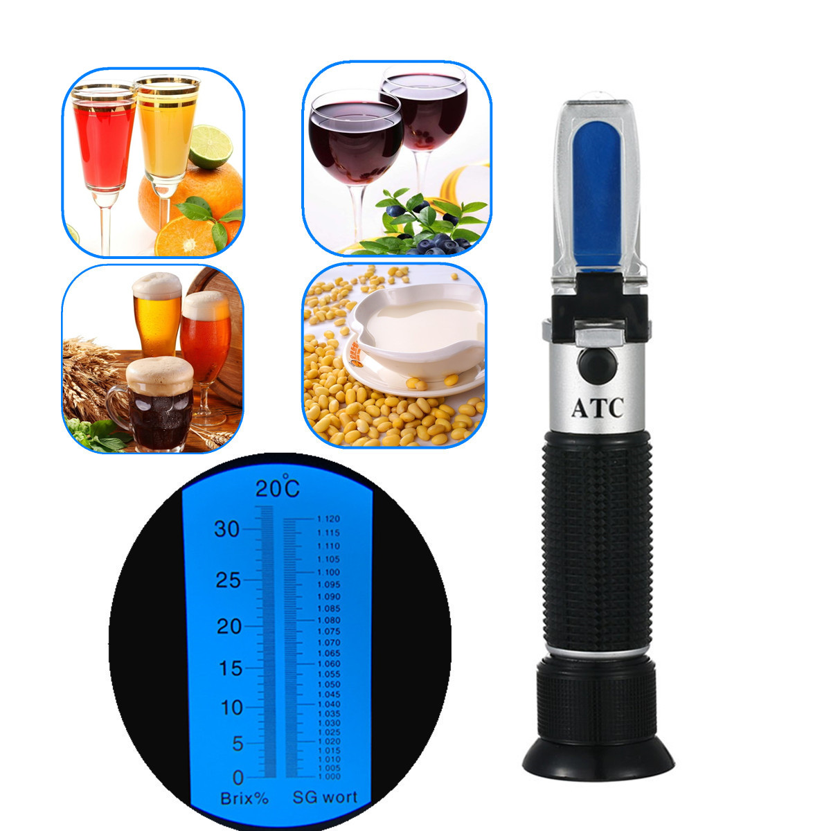 屈折計 0-32% ブリックスビール醸造麦汁 SG 1.00 - Wine To Beer Alcohol のレビューと価格