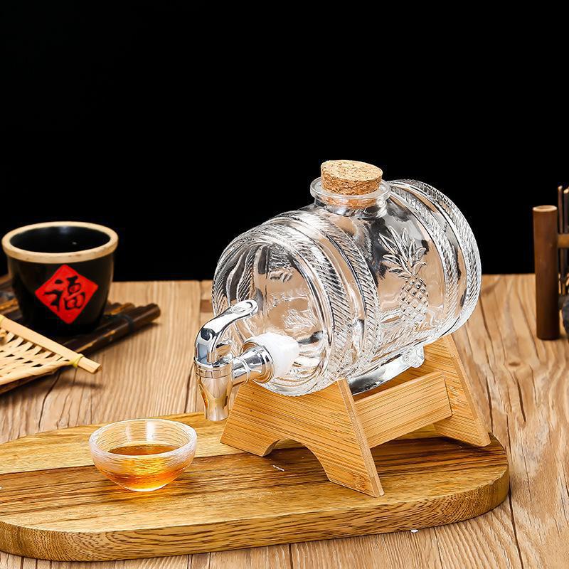 1Lガラス製ウイスキー樽ワイン樽ビール瓶フルーツ熟成アルコー - Wine To Beer Alcohol のレビューと価格